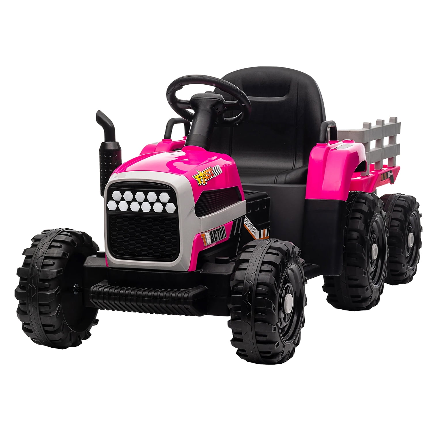 CIPACHO 12v Battery-Powered Kids Toy Tractor with Trailer and 3-Gear-Shift Ground Loader Ride On with USB&Bluetooth Audio Functions, Red CIPACHO 12v Battery-Powered Kids Toy Tractor with Trailer and 3-Gear-Shift Ground Loader Ride On with USB&Bluetooth Audio Functions, Red