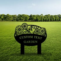 Custom Personalized Garden Sign, Custom Garden Name Sign, Daisy Flower Metal Garden Sign with Stake, Metal Yard Art, Gardening