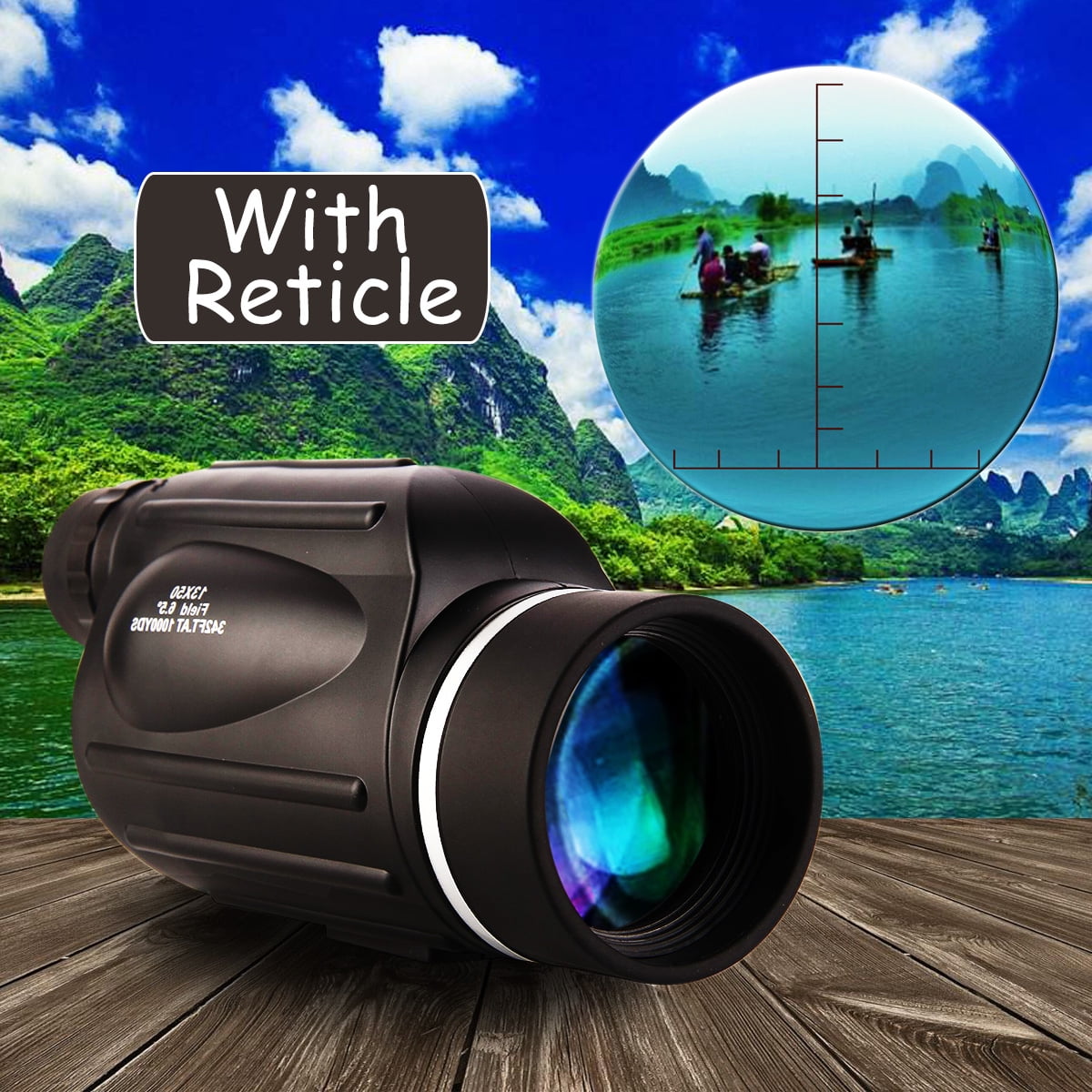 13x50 HD Rangefinder Spotting Scope Monocular With Distance Measurable