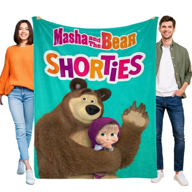 Masha y el Oso anti-pilling, suave, ligera, esponjosa y acogedora de lujo para hogar y cocina – Perfecta para niños y adultos,100X80cm