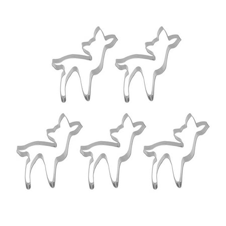 

5pcs Christmas Elk Shape Design Stainless Steel Biscuits Cookie Mold General Clay Mould for Home (Silver)