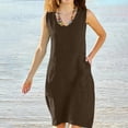 thumbnail image 6 of Tauxra Sleeveless Linen Sundress for Women with Pockets Loose Flowy Knee Length Solid Color for Beach Vacation Party, 6 of 6