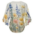 thumbnail image 6 of Wildflowers Floral Women's V-Neck Blouse With 3/4 Ruffled Bell Sleeves Casual Top Ladies Blouses, 6 of 7