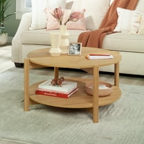Mainstays Round Modern Dowel Coffee Table, Natural Teak Finish