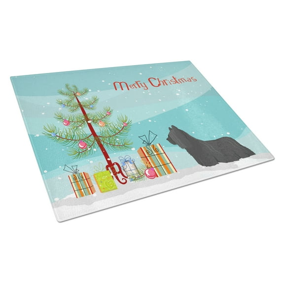 Carolines Treasures CK3564LCB Skye Terrier Christmas Tree Glass Cutting Board Large, 12H x 16W, multicolor