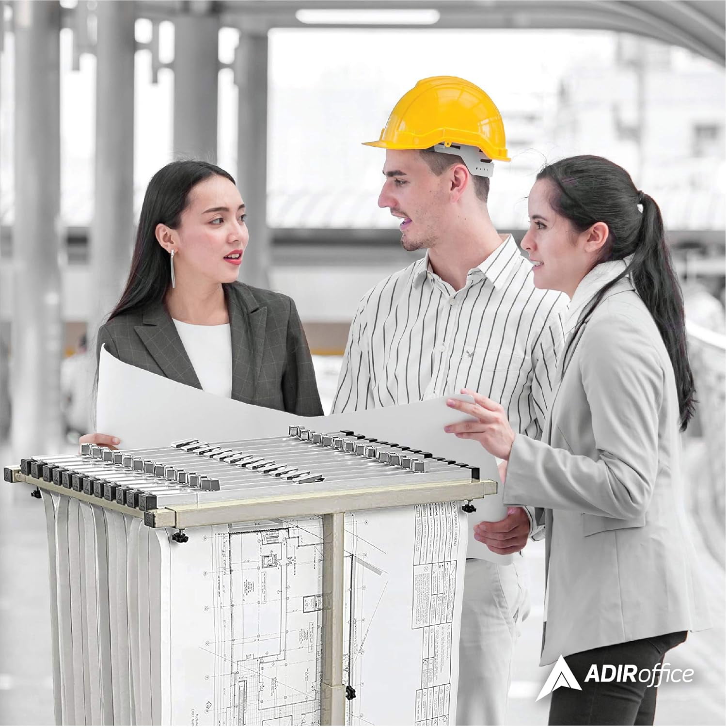 Adir Mobile Blueprint Storage Rack - Adjustable and Portable Vertical Blueprint Holder