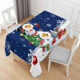 thumbnail image 6 of Navy Blue Snowman Christmas Table Cloth Waterproof Tablecloths, Gifts Xmas Tree Winter Snowflake Tablecloth Dining Table Cover for Kitchen Party Tabletop Outdoor, Rectangle Tablecloth 60x120 Inch, 6 of 9