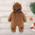 thumbnail image 4 of Baby Boy Girls Winter Warm Rompers Unisex Newborn Fleece Outfits Bodysuits Toddler Baby Boys Girls Color Plush Cute Bear Ears Winter Thick Keep Warm Jumpsuit Romper Brown Months, 4 of 7