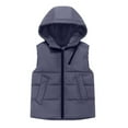 thumbnail image 2 of SuTry Kids Solid Color Hooded Vest Lined Sleeveless Warm Fall Winter Casual Comfortable Everyday Outerwear Coat for Boys and Girls 3-11 Years(Gray#1,4 Years), 2 of 9