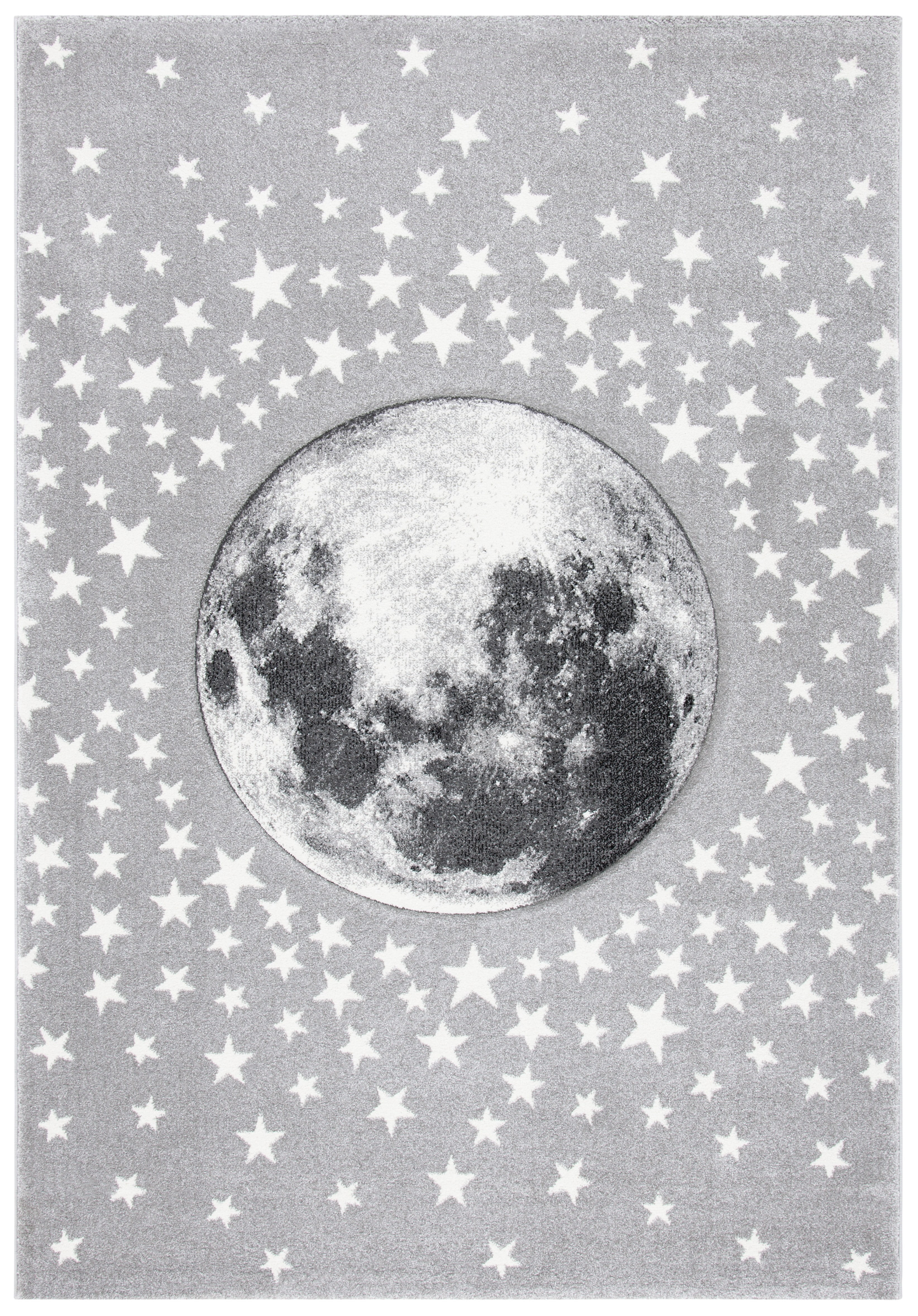 SAFAVIEH Carousel Kids Moon in the Stars Area Rug, Light Gray/White, 8' x 10'