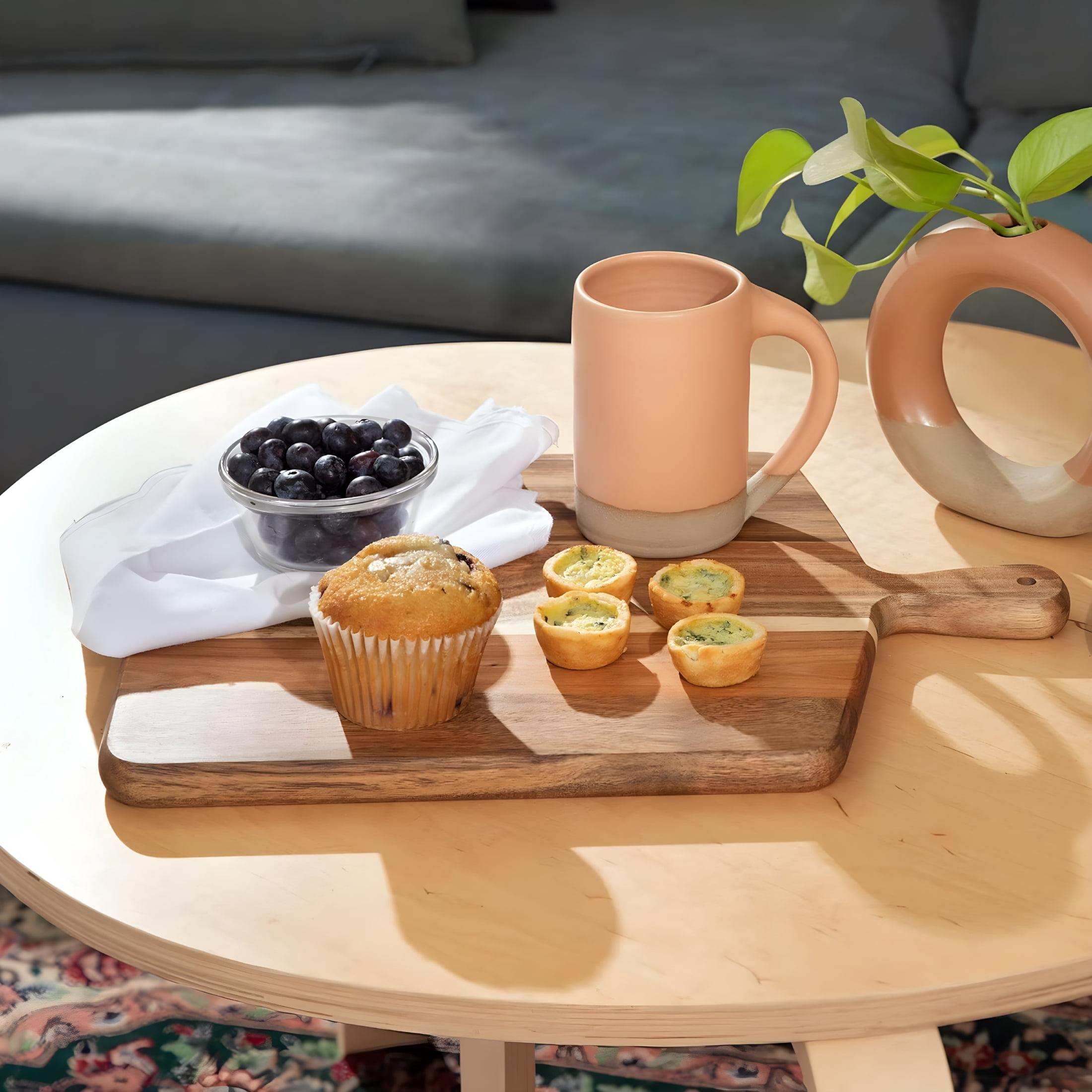 ACDANC Acacia Wood Cutting Board and Chopping Board with Handle for Meat,Cheese Board,Vegetables,Bread,And Charcuterie - Decorative Wooden Serving Board for Kitchen and Dining Room,17" X 13"