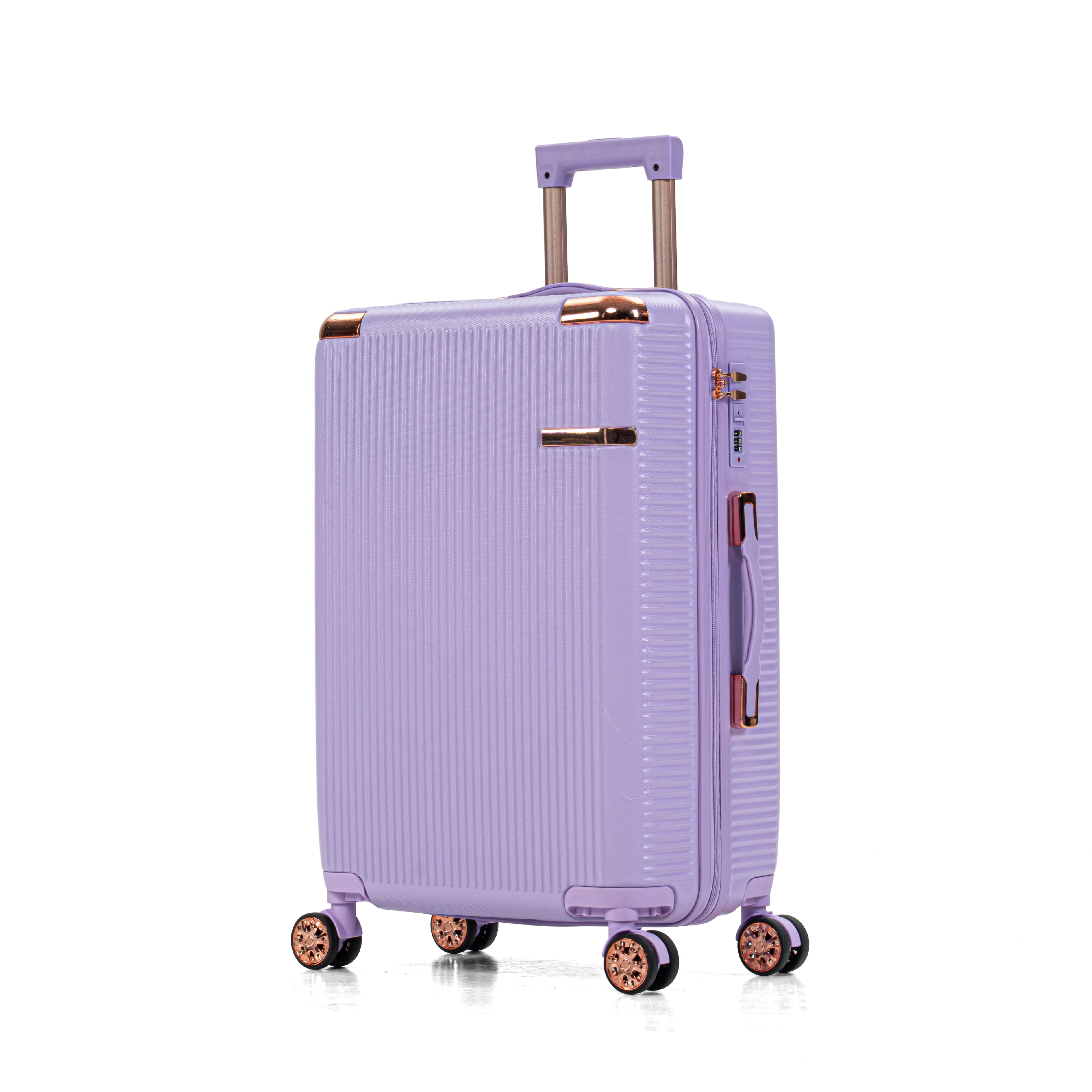 4-Piece Lightweight ABS Hard Shell Luggage Set, Anti-Scratch Textured Travel Suitcase with 360° Dual Spinner Wheels and Combination Lock for Business Vacation Weekend Travel