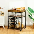 thumbnail image 3 of Gymax 3-Tier Rolling Kitchen Serving Cart Utility Trolley w/ Wine Bottle Rack, 3 of 10