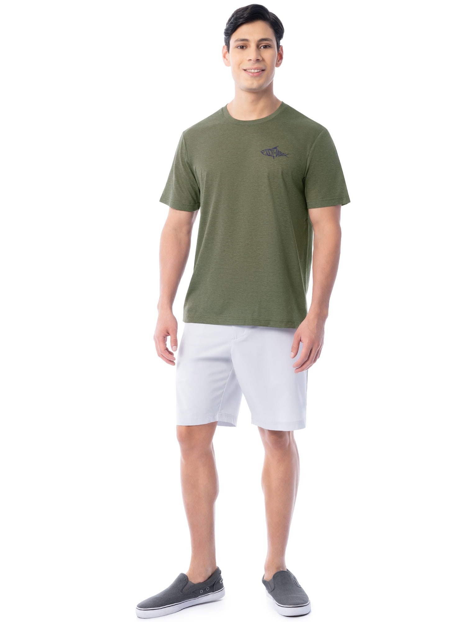 Fish N Vibe Men's Short Sleeve Fishing Performance Outdoor Graphic T-Shirt, Lichen Green, L