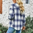 thumbnail image 4 of Abrigo A Cuadros De Manga Larga Solapa Con Botones Abajo Abrigo Informal De Mujer Simple Y Elegante Para La Vida Diaria Compras Vacaciones Citas Azul M, 4 of 6