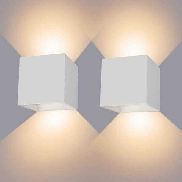 12W indoor/outdoor wall light, dimmable IP65 waterproof LED wall light for living room bedroom access 2 pack (white)