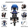 thumbnail image 3 of Triciclo Infantil Tipo Carriola con Bastón Ajustable Luz y Sonido-Azul, 3 of 8