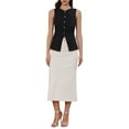 thumbnail image 2 of Button Down Vest Tops Summer Business Casual Sleeveless V Neck Suit Vests Waistcoat L Black, 2 of 6