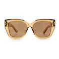 thumbnail image 3 of Womens Minimal Ornate Metal Hinge Thick Plastic Horn Rim Fashion Sunglasses All Brown, 3 of 8