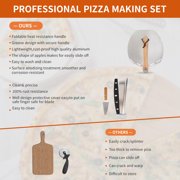 12 x 14 Inch Aluminum Pizza Peel,Metal Pizza Spatula Set with Foldable Wooden Handle, Pizza Rocker Cutter, Pizza Server