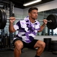 thumbnail image 4 of OIOLOYJM Mens Hoodies Sun Protection Lightweight Camo Short Sleeve Hooded T Shirts Rash Guard Quick Dry Running Casual Tops Purple 3XL, 4 of 5