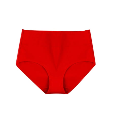 

20pcs Women Underwear High Waist Cotton Panties Girl Pregnant Ladies Elastic Solid Color Briefs Red L