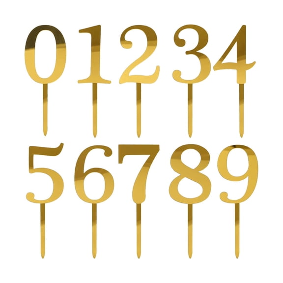 10 pcs Number Cake Toppers 0-9 Number for Cake Topper DIY Handmade Cakes Sign Decorations for Birthday Party Wedding Anniversary - 4 Inches(Gold)