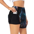 thumbnail image 3 of Lsque Cool Blue Light Wolf Printed Women's Running Shorts with Liner Pockets,Elastic Quick Dry Workout Athletic Gym Yoga Shorts,Womens High Waist Shorts-, 3 of 9
