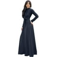 thumbnail image 4 of KOH KOH Long Sleeve Modest Fall Winter Pockets Evening Flowy Empire Waist Full Floor Length Cocktail Semi-Formal Tall Maxi Dress Gown Abaya For Women Slate Gray Grey Medium US 8-10 NT353, 4 of 6