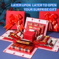 thumbnail image 3 of 5-Layer creative explosion gift box, wrap box. Creating a of various gifts by yourself. An ideal, mysterious self-made for birthday, Christmas and anniversaries. (Red, Square), 3 of 4
