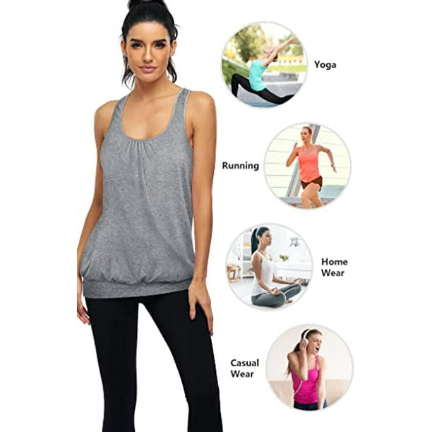 nipocaio Womens Yoga Shirts Banded Bottom Loose Fit Workout Tank Tops 