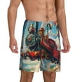 thumbnail image 2 of Xecao Beautiful Red Train Hot Air Balloon Print Men's Sleepwear Shorts Pajama Bottom Lounge Short nightwear with Convenient Pockets for Relaxed Home Wear-X-Large, 2 of 6