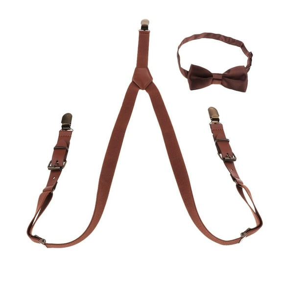 Adjustable Kids Suspenders 3 Y-shaped Clips Boy Girl Elastic And Adjustable Belt Pants Accessories Brown