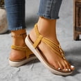 thumbnail image 6 of HomeDM Women's Flat Sandals Summer Bohemian Flip Flop Casual Comfort Elastic Ankle Strap Dressy Beach Sandals, Yellow Size 9, 6 of 9