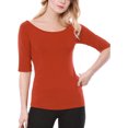 thumbnail image 6 of Allegra K Women's Half Sleeves Scoop Neck Fitted Layering Top T-Shirt, 6 of 7