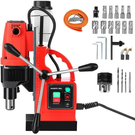EastVita 【Magnetic Drill,1100W】550RPM Portable Magnetic Drill Press,1.57in Boring,12 Drill Bits,Electric Drilling Machine for Metal,Industrial,Home Improvement