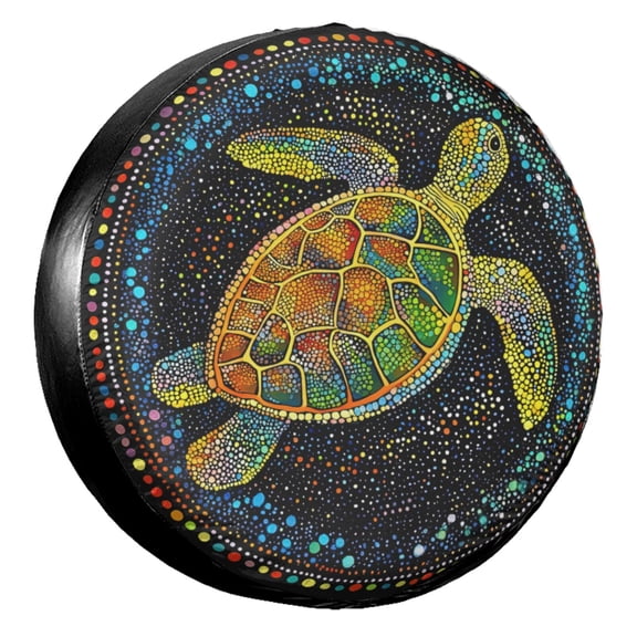 KAKALAD Sea Turtle Dots Watercolor Spare Tire Cover Universal Vehicle Accessories Buckle Car Tools 14”in