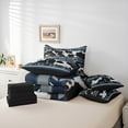 thumbnail image 6 of jejeloiu Vintage Cattle Hide 7-Piece Bedding Comforter Set,Retro Geometric Rhombus King Bedding Sets,Blue Stripes Lines Bed Sheets For Teens,Super Cozy Room Decor Reversible, 6 of 8