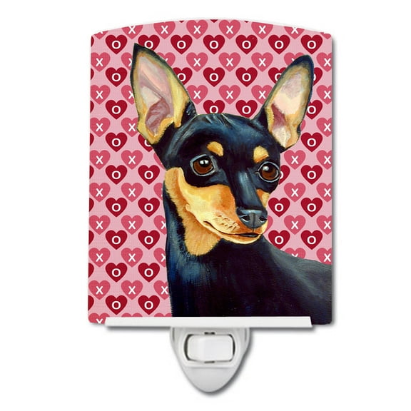 Caroline's Treasures LH9155CNL Min Pin Hearts Love and Valentine's Day Portrait Ceramic Night Light, 6x4x3", multicolor