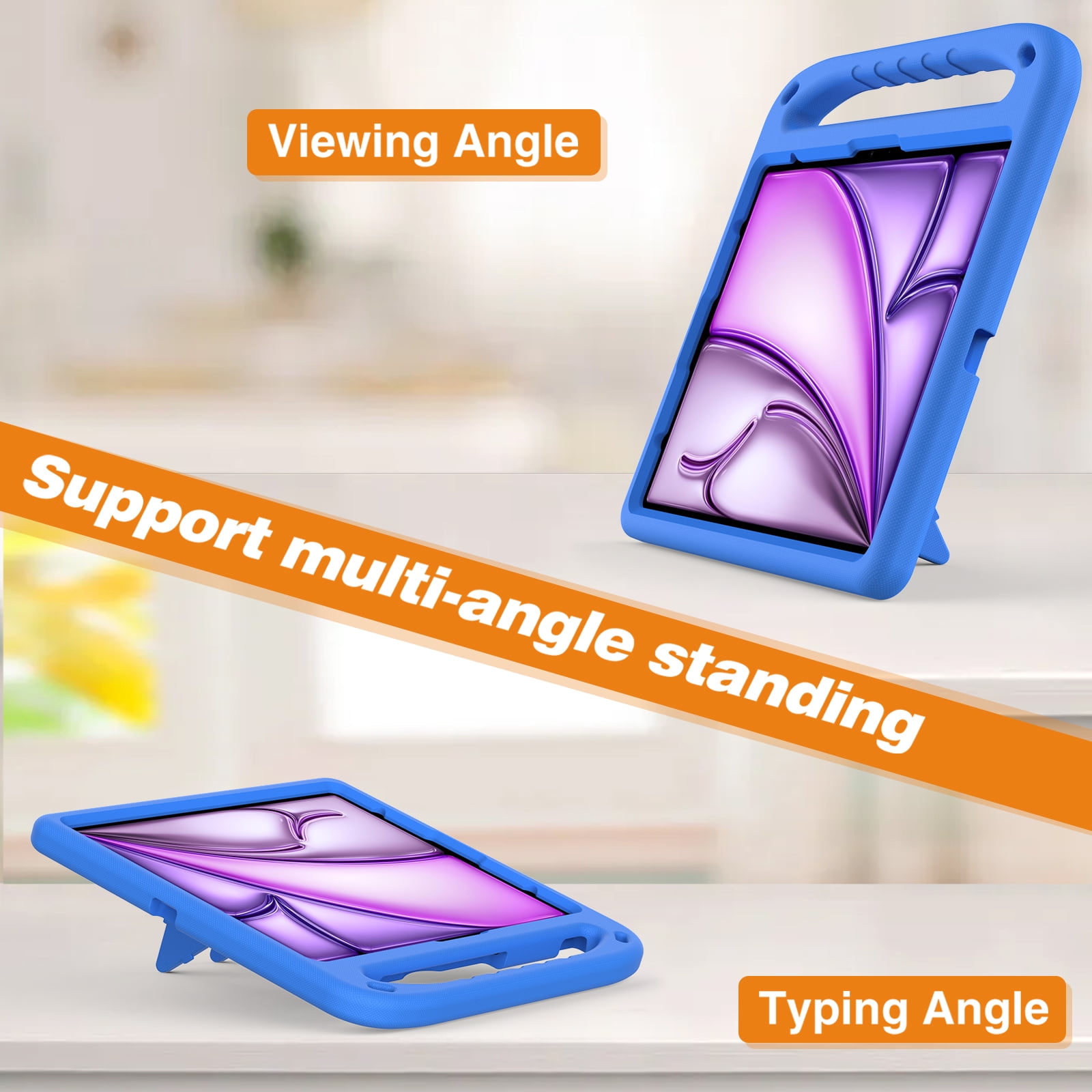 Dteck Case for iPad Air 11 Inch (M3/M2) 2025/2024, iPad Air 11 Inch Kids Case with Kickstand and Pencil Holder for Pencil Pro/USB-C, Lightweight EVA Shockproof Protective Cover for Boys Girls,Blue