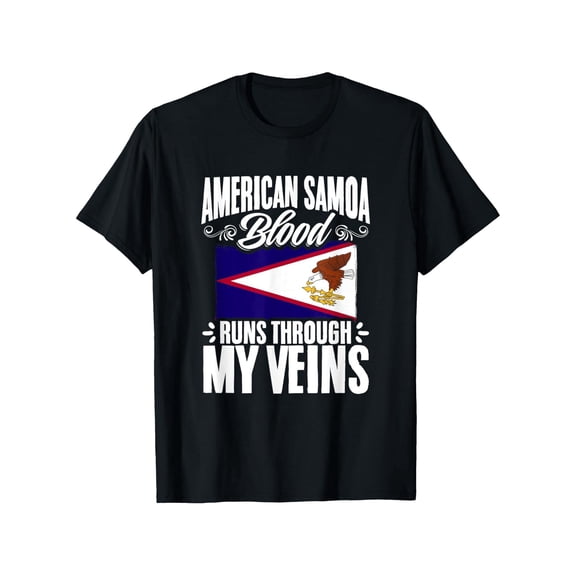 American Samoa Blood - Samoa Pride Roots American Samoan T-Shirt, 100%Cotton, S-XXXL, American Flag T-Shirt for Men, 180g Weight Round-Neck