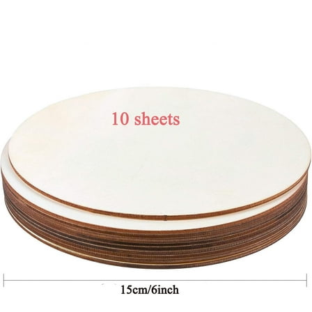 10 Pcs 6 inch Wood Circles for Crafts Unfinished Blank Wood Rounds Wooden Cutouts for Crafts Round Wood Plaque Thin Wooden Discs Round Wood Slices for Pyrography,Painting,Decorations