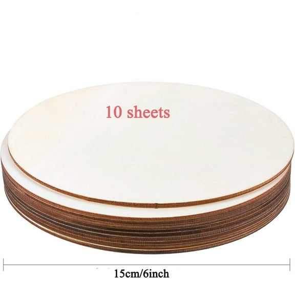 10 Pcs 6 inch Wood Circles for Crafts Unfinished Blank Wood Rounds Wooden Cutouts for Crafts Round Wood Plaque Thin Wooden Discs Round Wood Slices for Pyrography,Painting,Decorations