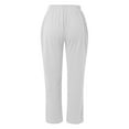 thumbnail image 5 of Travel Outfits Women Airport High Waisted Pants For Women 2024 Linen Drawstring Pants Summer Lightweight Straight Leg Baggy Dress for Yoga Work Casual Short Pant Suits White L, 5 of 5
