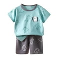 thumbnail image 3 of Hienoo Toddler Boys Outfits Cartoon Casual Short Sleeve T Shirt Shorts Set, Sizes 4-5T, 3 of 4