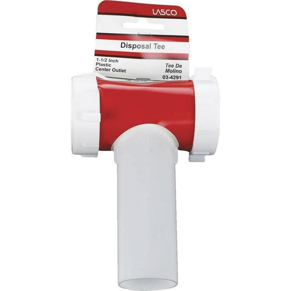 LASCO 03-4291 White Plastic Tubular 1-1/2-Inch Slip Joint Center Outlet Baffle Tee with Tailpiece Nuts and Washers