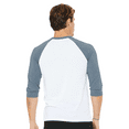 thumbnail image 3 of BELLA + CANVAS Men's Baseball T-Shirt, 3/4 Sleeve Raglan Tee, Soft Cotton Blend, White/ Denim, L, 3 of 5