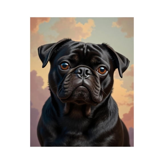 Paint by Numbers Kit for Adults, Cute Pug Portrait Sky Background Paint by Numbers, Easy Paint by Numbers Kit for Adults Beginner, DIY Adult Paint by Number Kits on Canvas, 12x16in Home Decor