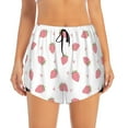 thumbnail image 2 of Goofa Hand Drawn Strawberry Printed Women 2 in 1 Running Shorts,Quick Dry Athletic Workout Shorts,High Waisted Athletic Shorts with Liner Pockets-Small, 2 of 9