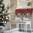 thumbnail image 3 of Christmas Snowman Chair Covers Set of 1 Winter Xmas Trees Bird Snowflakes Red Plaid Chair Back Covers Stretch Removable Washable Slipcovers Protector for Dining Room Kitchen Party Decor, 3 of 5
